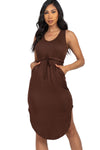 Drawstring Sleeveless Midi Dress