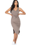 Drawstring Sleeveless Midi Dress