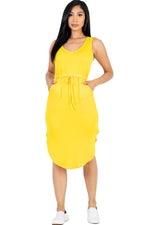Drawstring Sleeveless Midi Dress