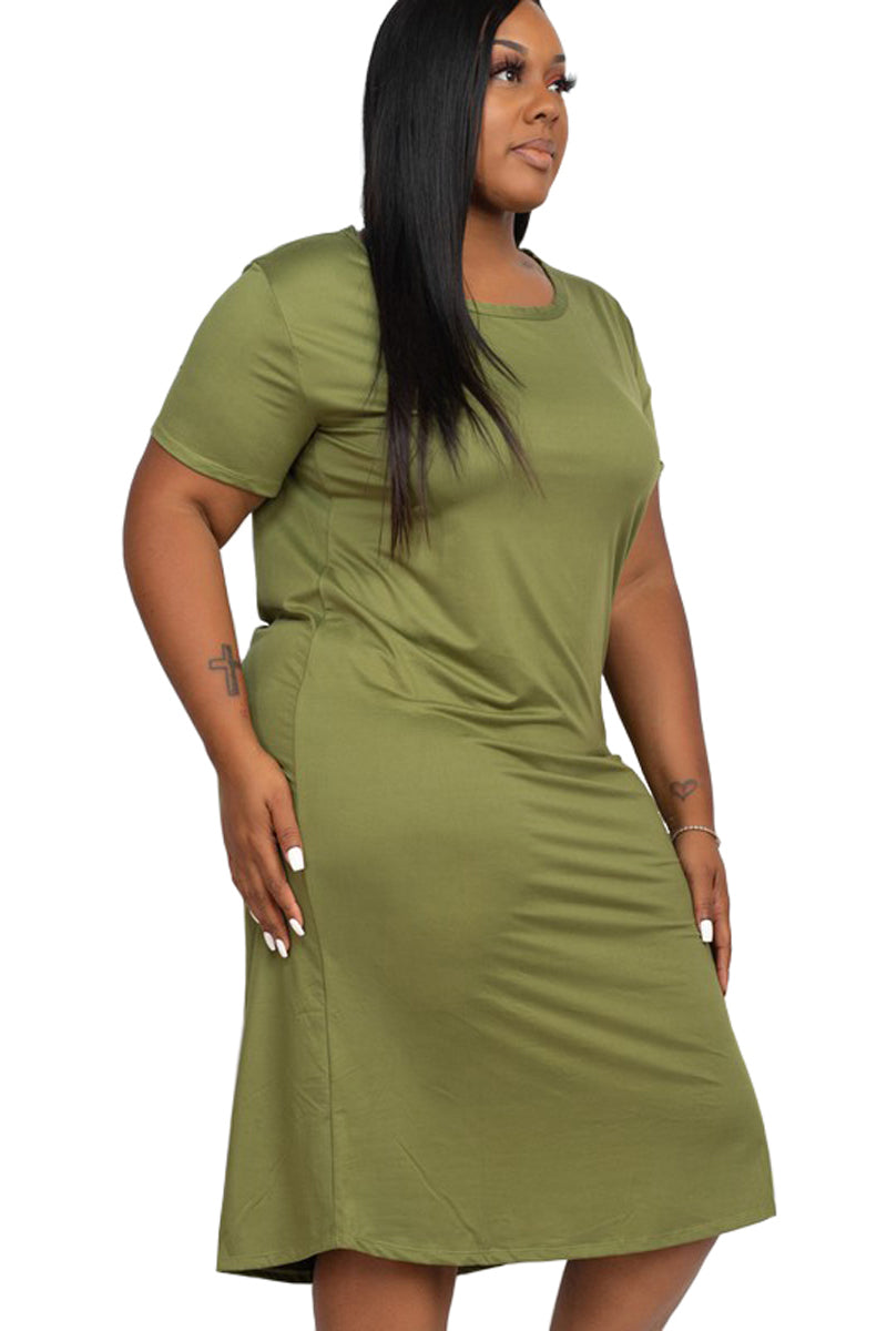Short Sleeve T-Shirt Dress Plus Size