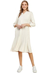 Hoodie Flare Ruffle Hem Midi Dress