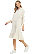 Hoodie Flare Ruffle Hem Midi Dress