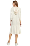 Hoodie Flare Ruffle Hem Midi Dress