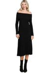 Off Shoulder Button Detail Midi Dress