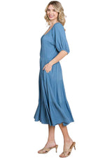 Puff Sleeve Tiered Midi Dress Plus Size