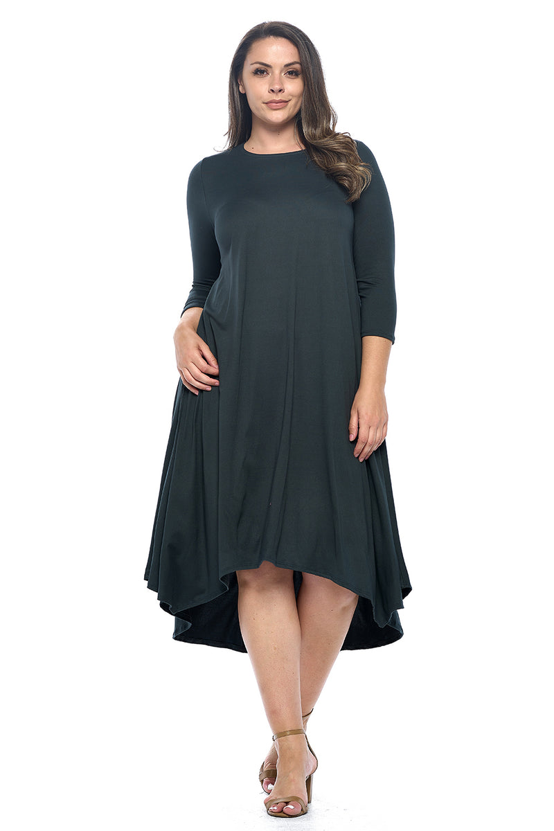 Asymmetric Hem Midi Dress Plus Size