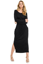 Drawstring Waist Midi Dress
