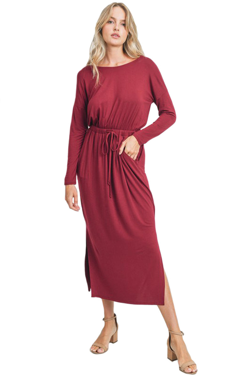 Drawstring Waist Midi Dress