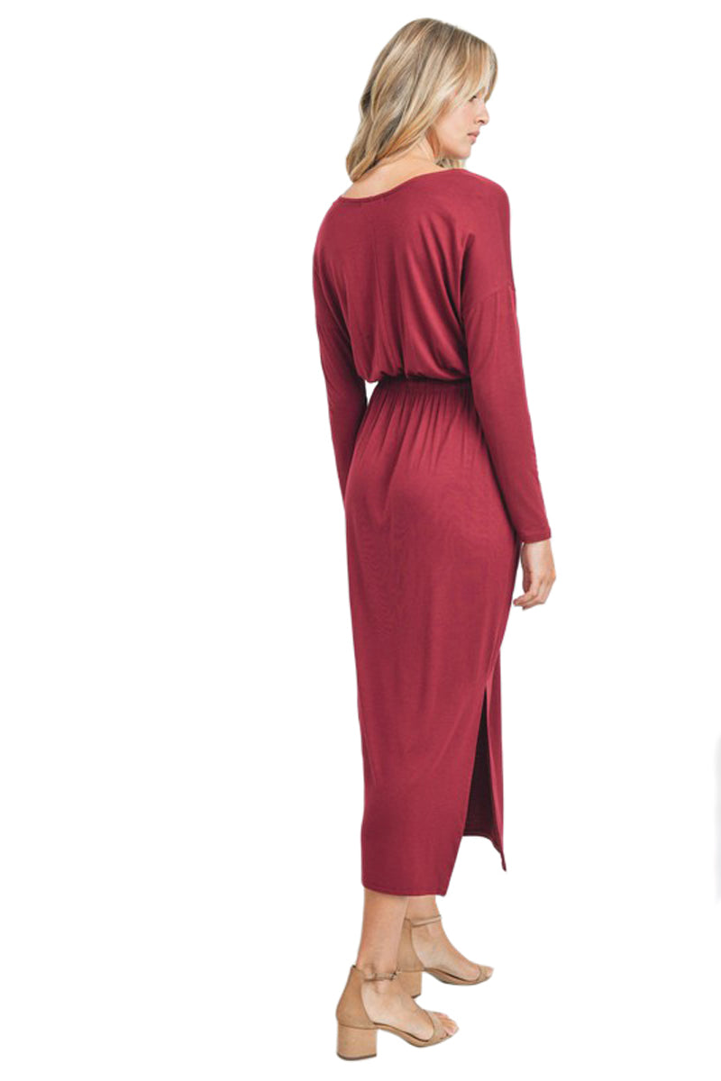 Drawstring Waist Midi Dress