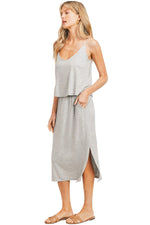 Spaghetti Straps Overlay Midi Dress