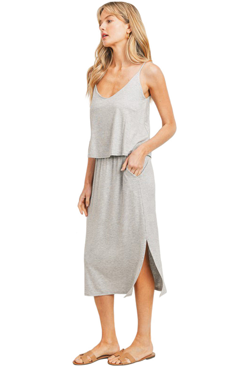 Spaghetti Straps Overlay Midi Dress