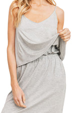 Spaghetti Straps Overlay Midi Dress