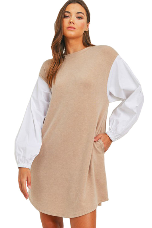 Balloon Sleeve French Terry Dress