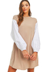Balloon Sleeve French Terry Dress