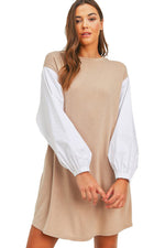 Balloon Sleeve French Terry Dress