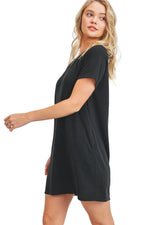 French Terry V-Neckline T-Shirt Dress