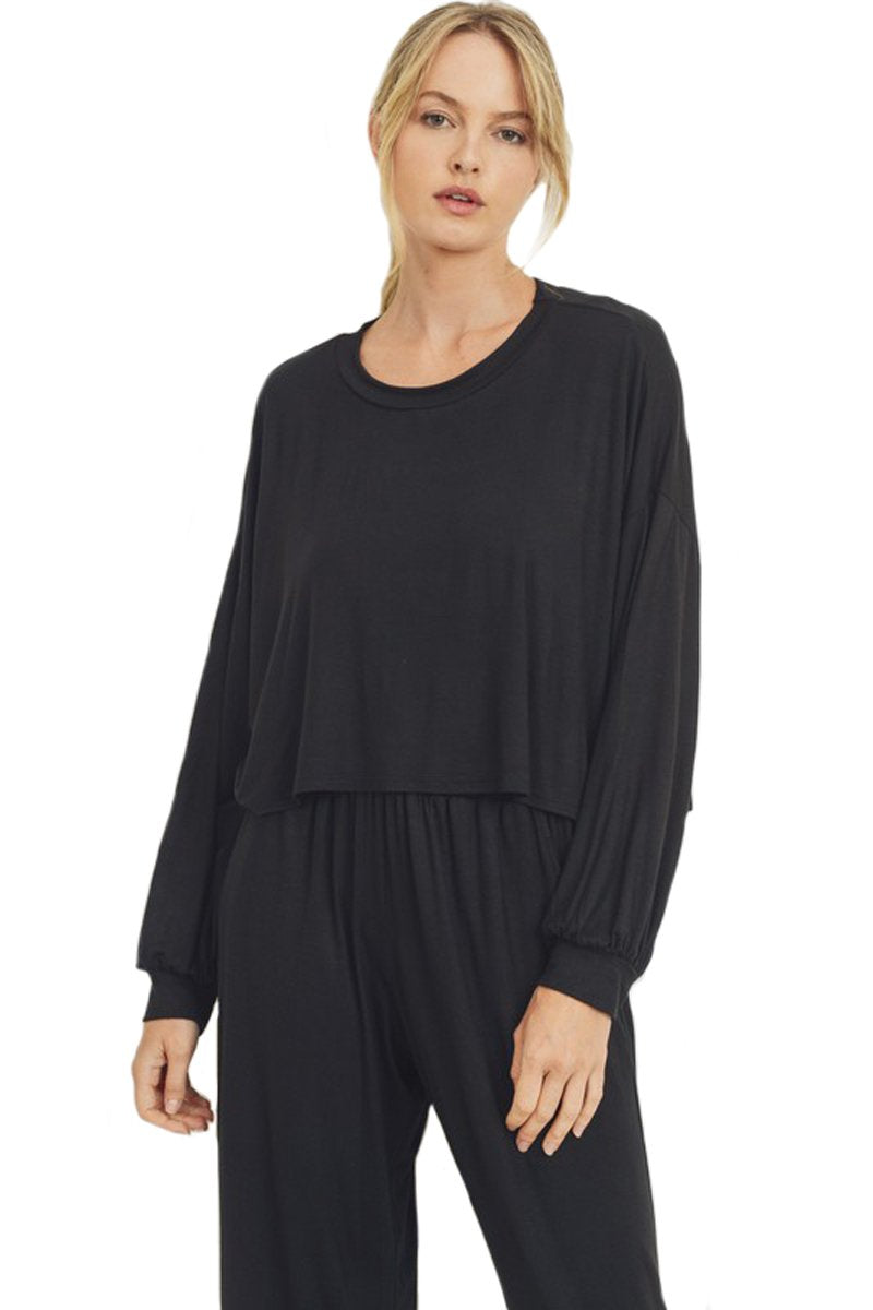 Balloon Sleeve Jersey Knit Top