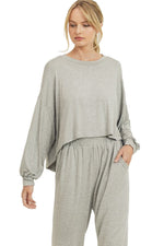 Balloon Sleeve Jersey Knit Top
