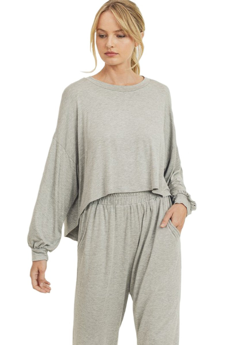 Balloon Sleeve Jersey Knit Top