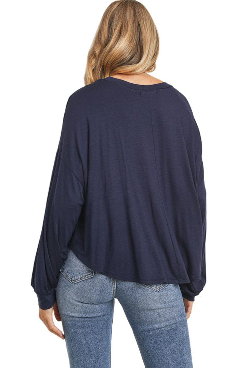 Balloon Sleeve Jersey Knit Top