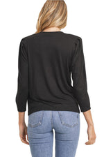 Shoulder Pad Pleated Sleeve Top