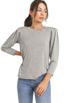 Shoulder Pad Pleated Sleeve Top