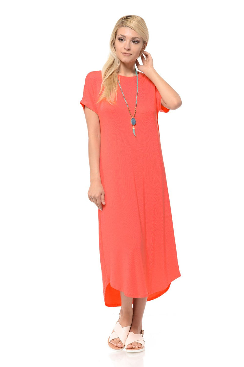 A-Line Short Sleeve Midi Dress