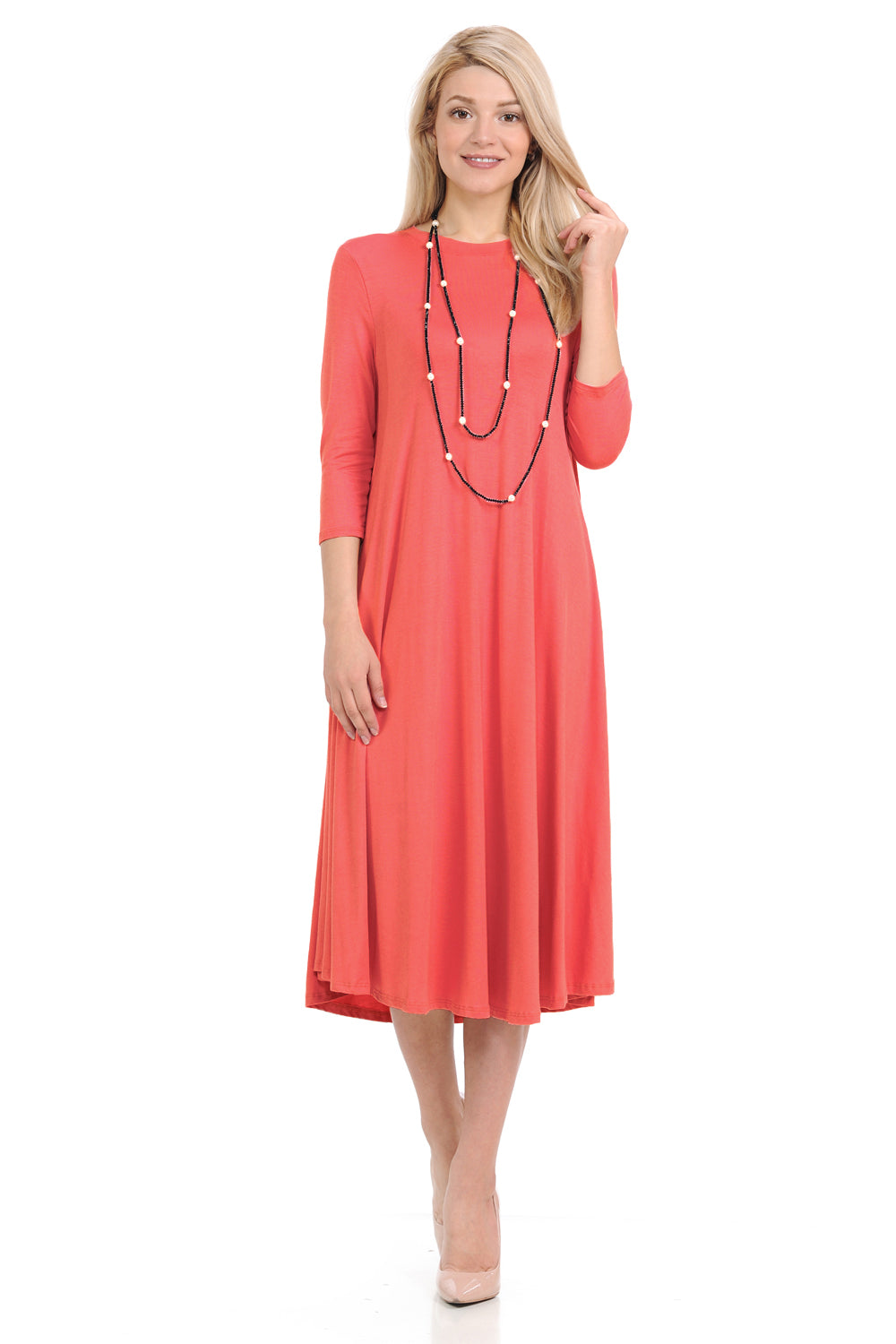 A-Line Swing Trapeze Midi Dress