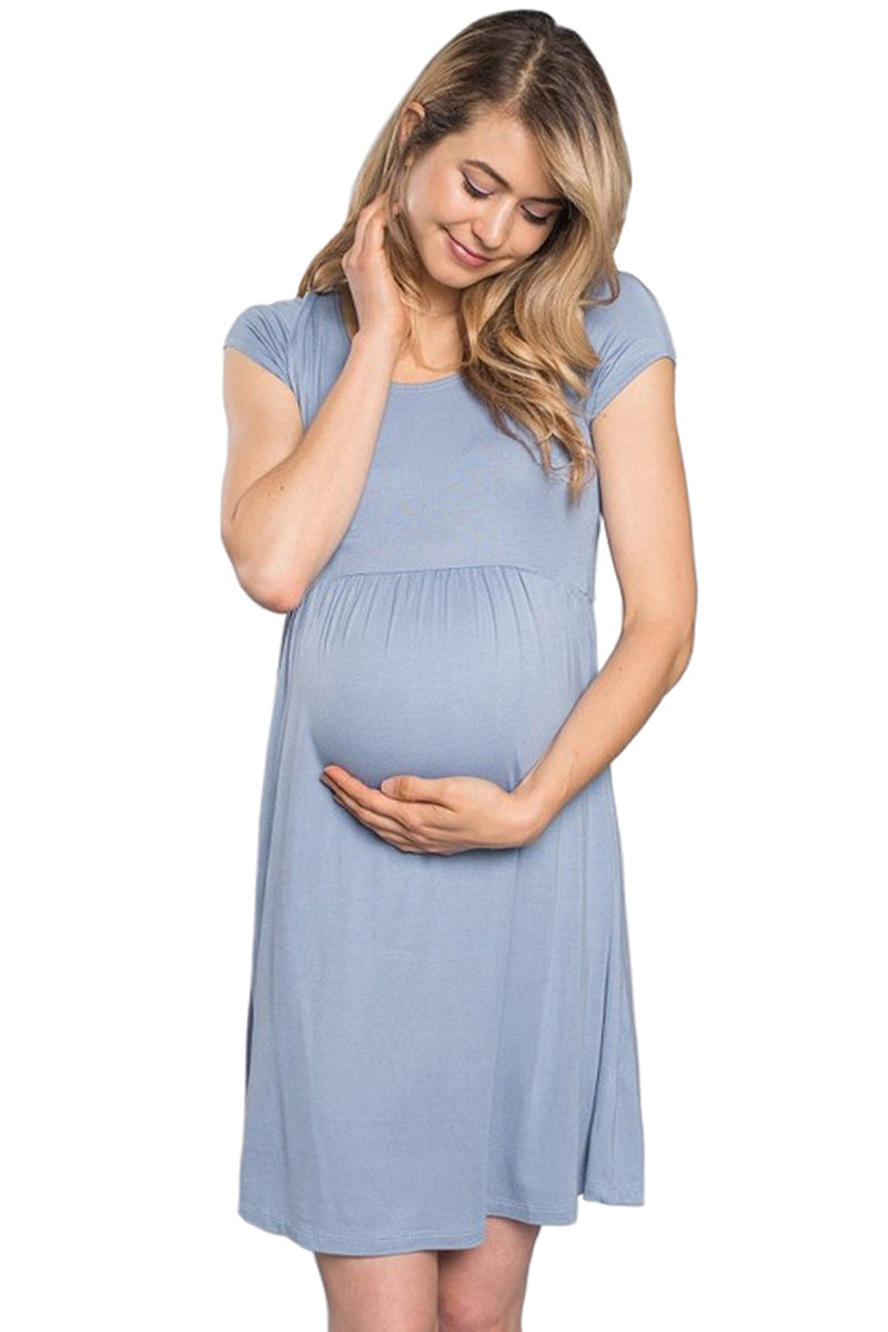 Solid Empire Waist Maternity Dress