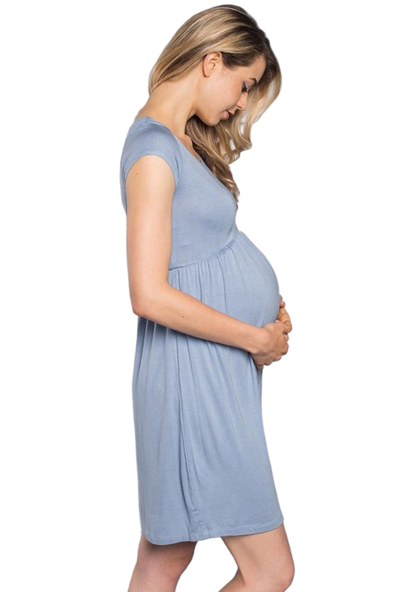 Solid Empire Waist Maternity Dress