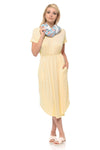Short Sleeve Flare Midi Dress with Pockets Solid
