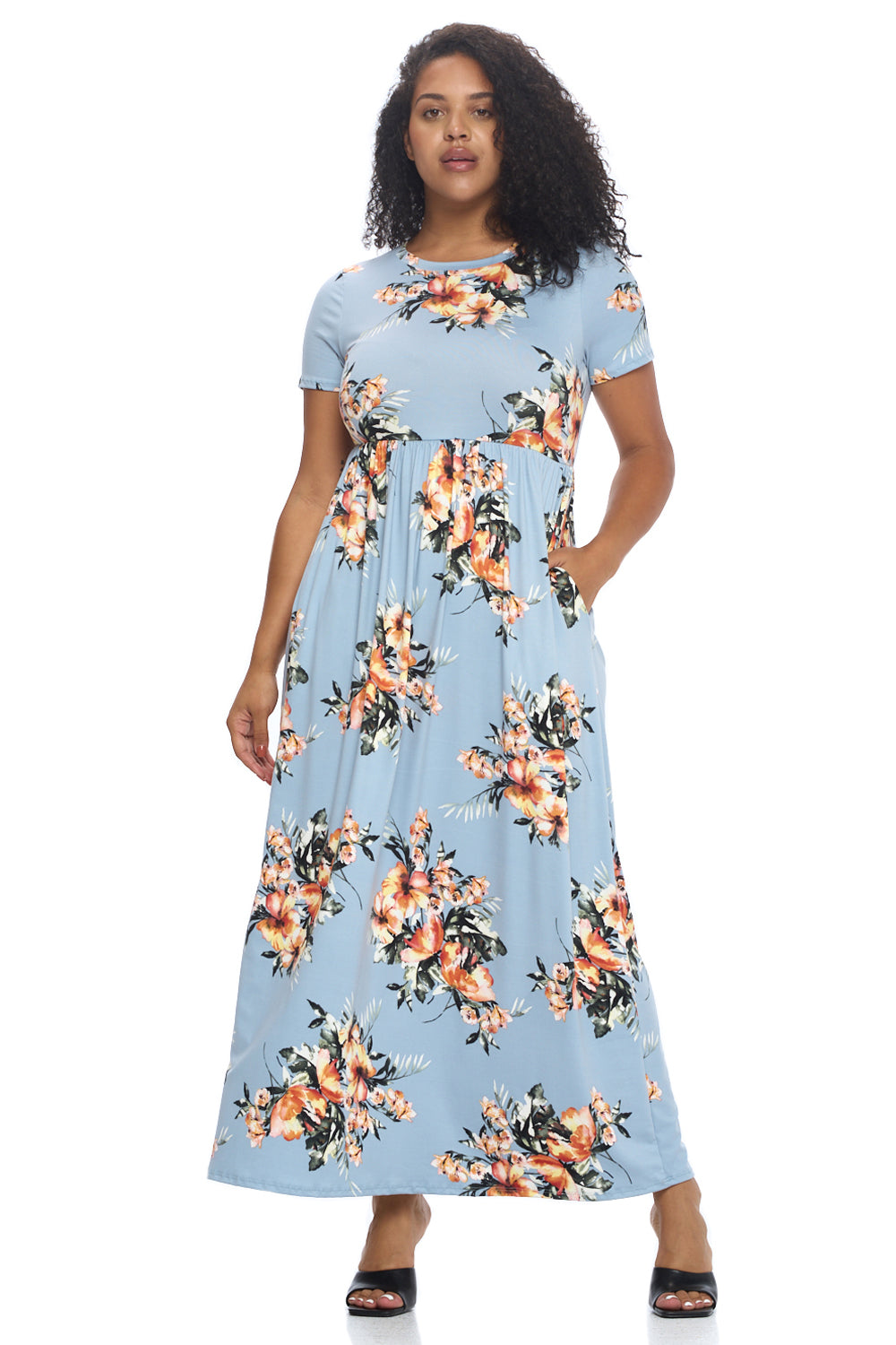 Short Sleeve Maxi Dress with Pockets Plus Size Floral – The Apparel Bar