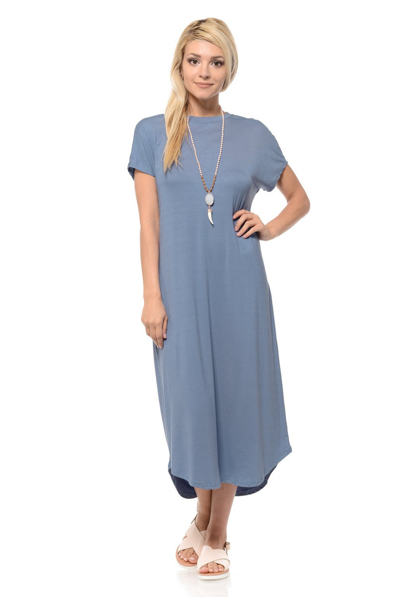 A-Line Short Sleeve Midi Dress
