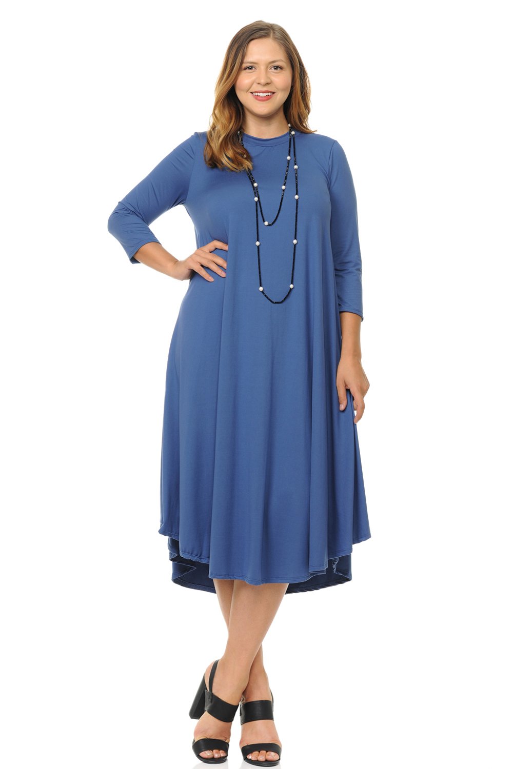 Swing Midi Dress Solid Plus Size