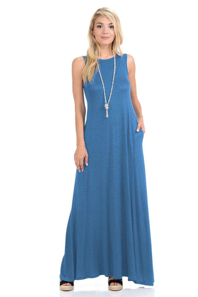 Sleeveless Maxi Dress with Pockets