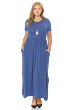 Short Sleeve Maxi Dress with Pockets Plus Size