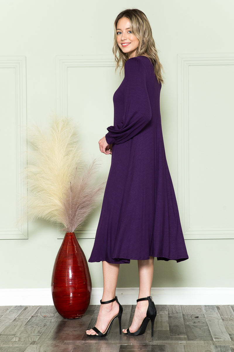 Bishop Sleeve Midi Dress