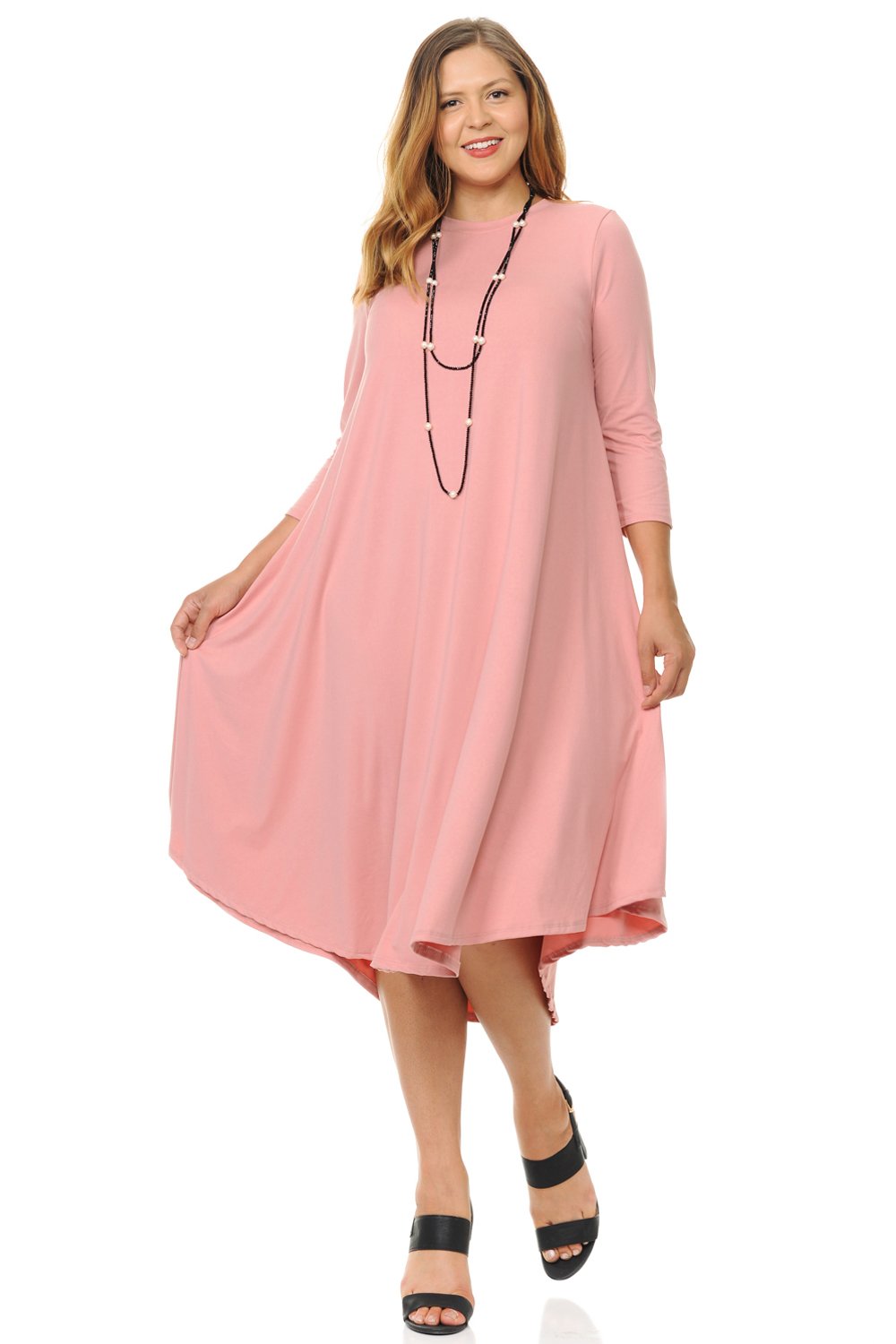 Swing Midi Dress Solid Plus Size