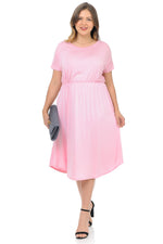 Midi Dress with Pockets and Elastic Waist Plus Size