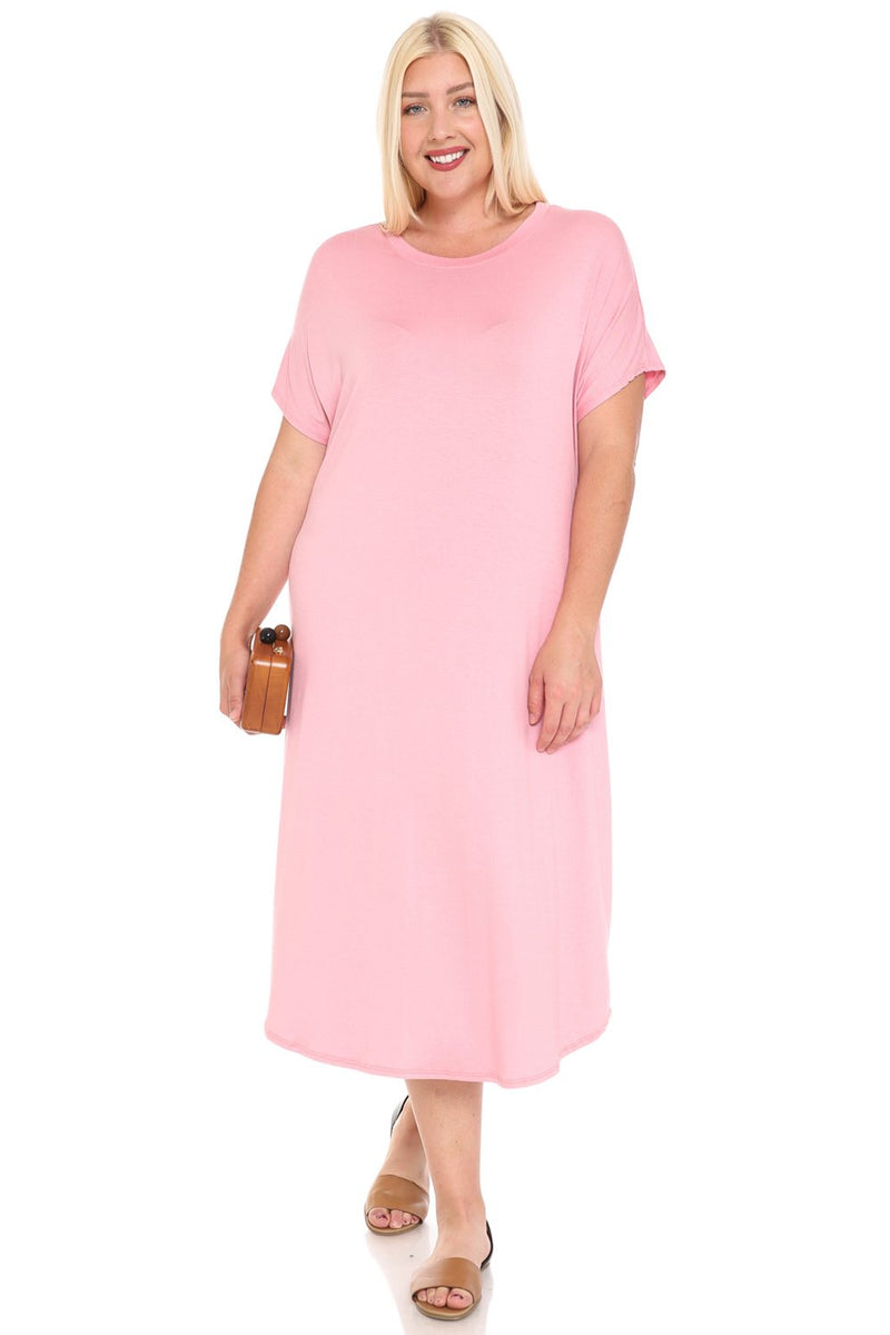 Dolman Sleeve Midi Dress Plus Size