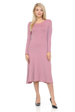 Long Sleeve A-Line Midi Dress