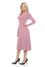Long Sleeve A-Line Midi Dress