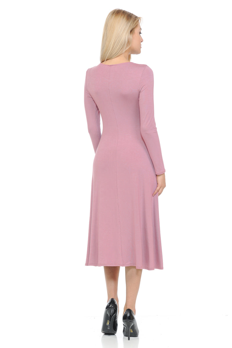Long Sleeve A-Line Midi Dress