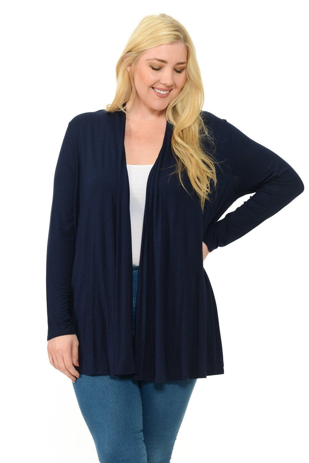 Long Sleeve Jersey Cardigan Plus Size