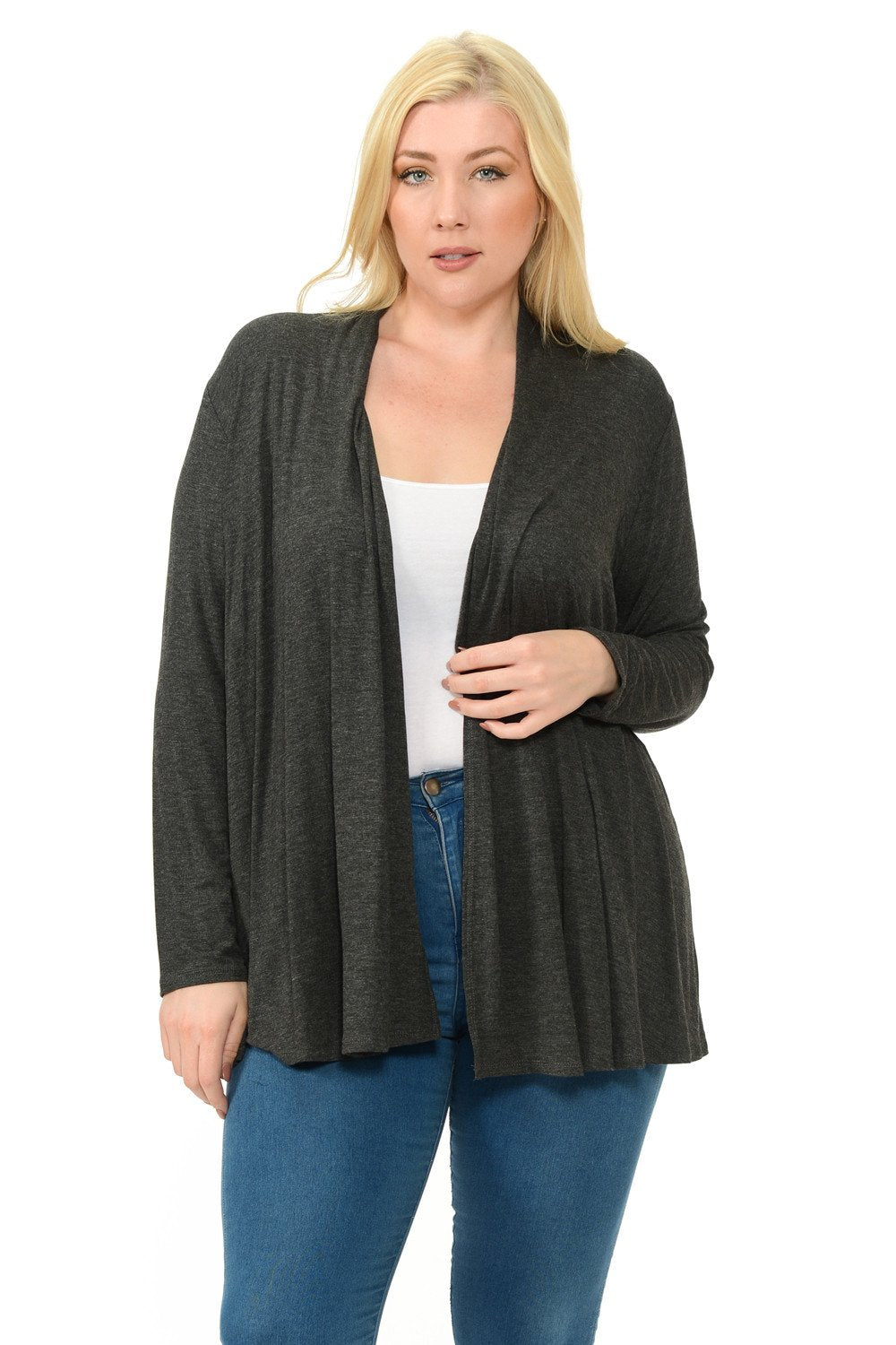 Long Sleeve Jersey Cardigan Plus Size