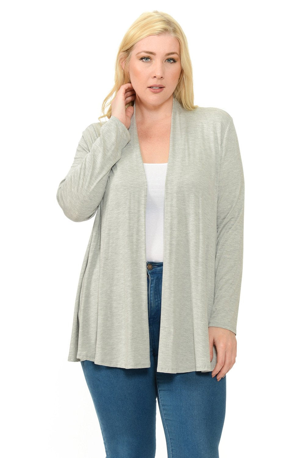 Long Sleeve Jersey Cardigan Plus Size