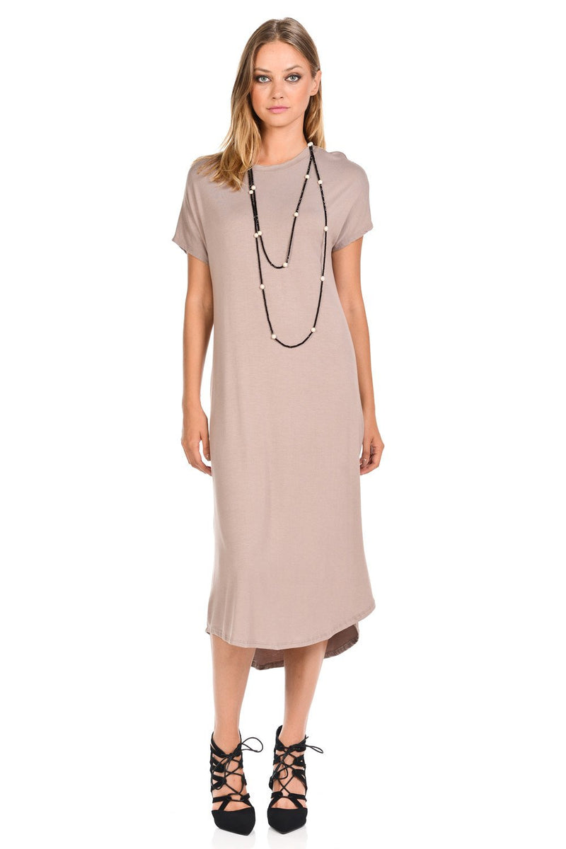 A-Line Short Sleeve Midi Dress