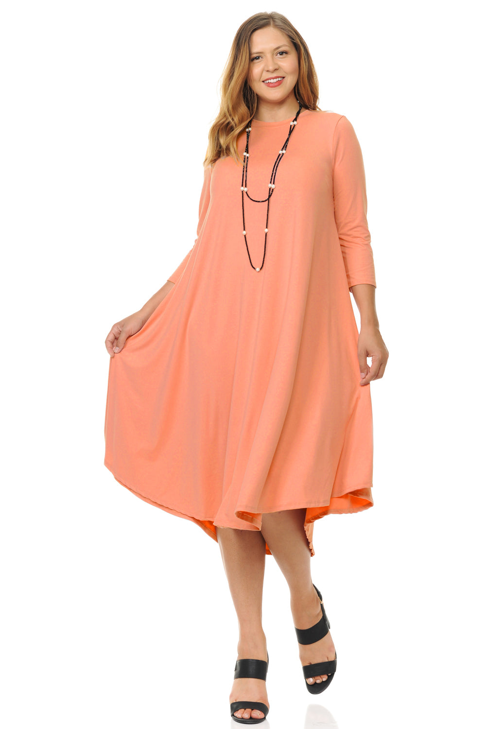 Swing Midi Dress Solid Plus Size