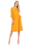 Babydoll Midi Dress with Ruffle Sleeve and Side Pockets