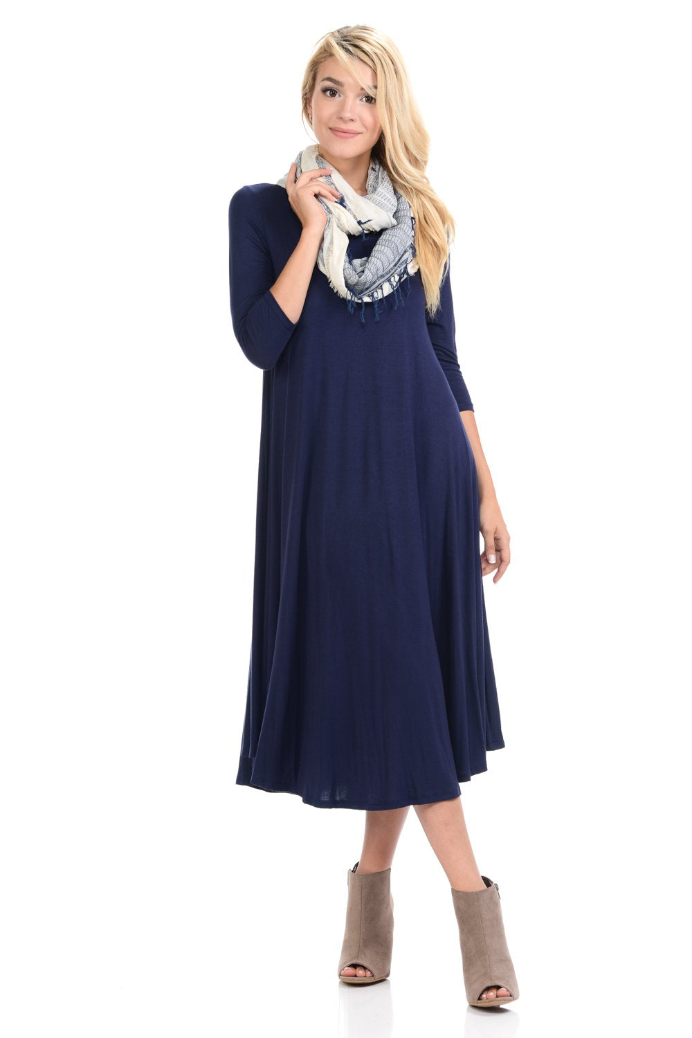 A-Line Swing Trapeze Midi Dress